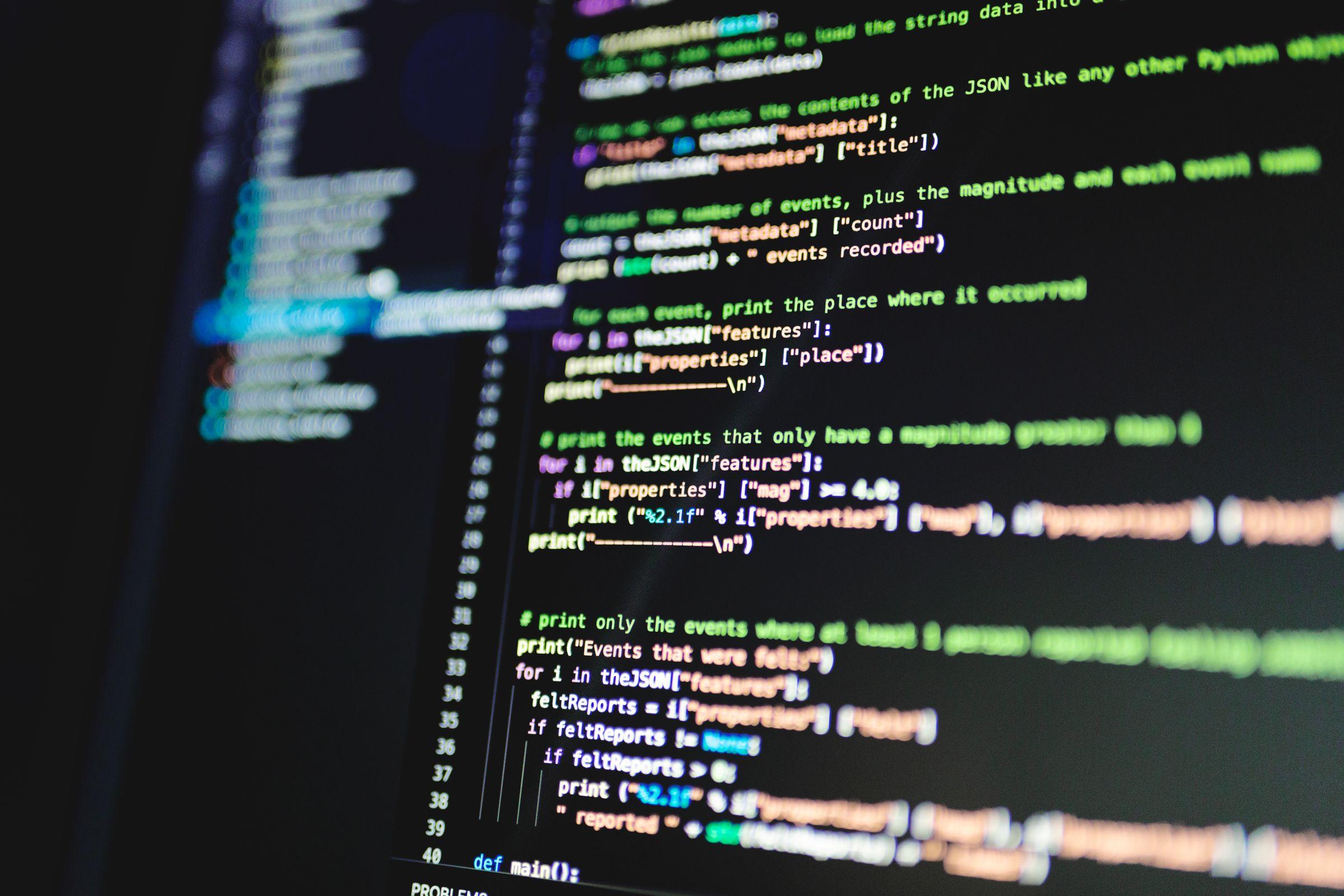 Source code open on a developer's monitor